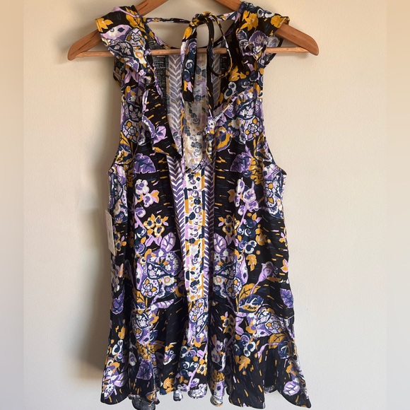 Free People NWT Women's Summer in Tulum Tunic Shirt Top Purple Floral Size Small - Picture 8 of 15